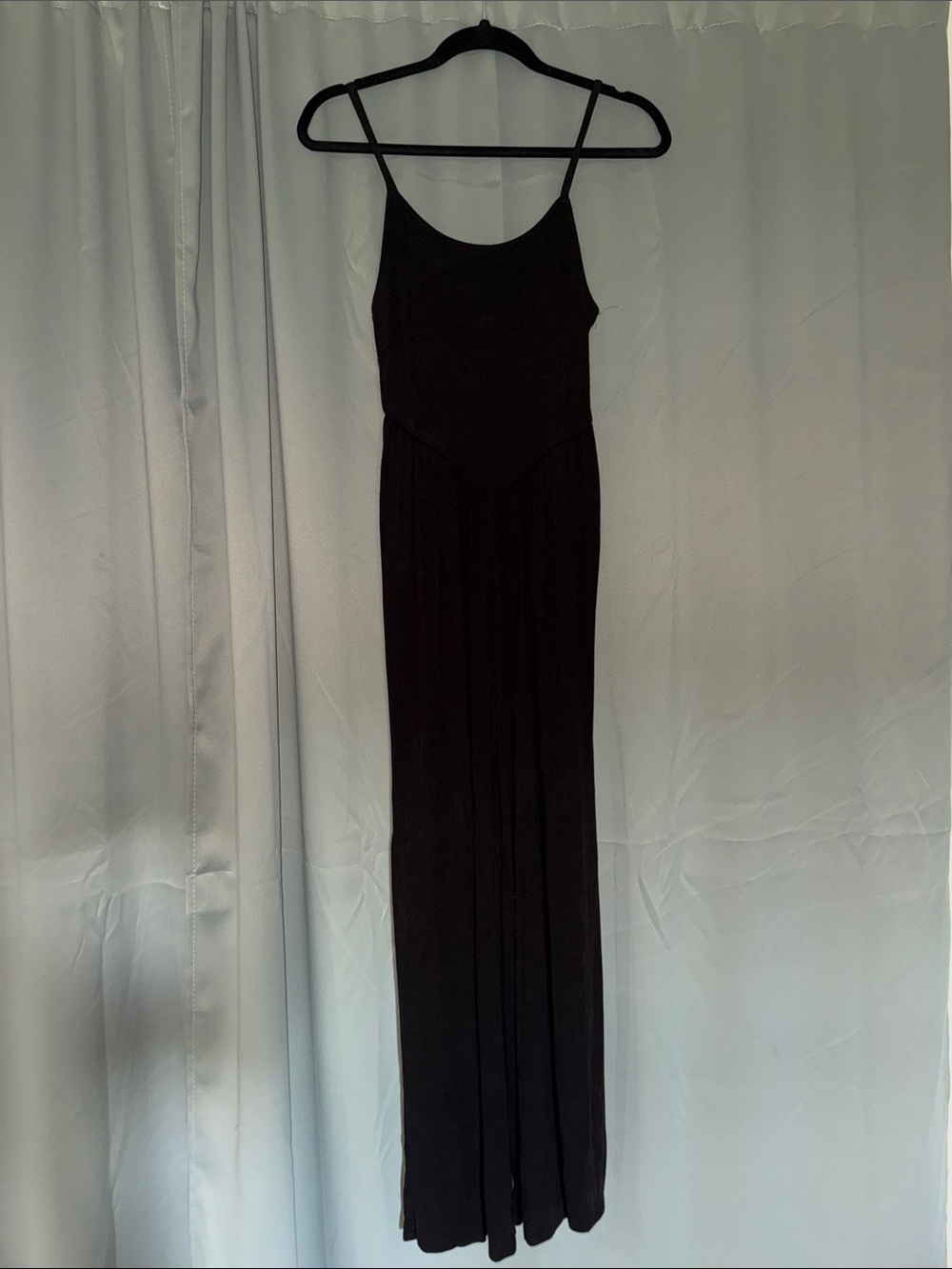 No Boundaries Black Spaghetti-Strap Maxi Romper